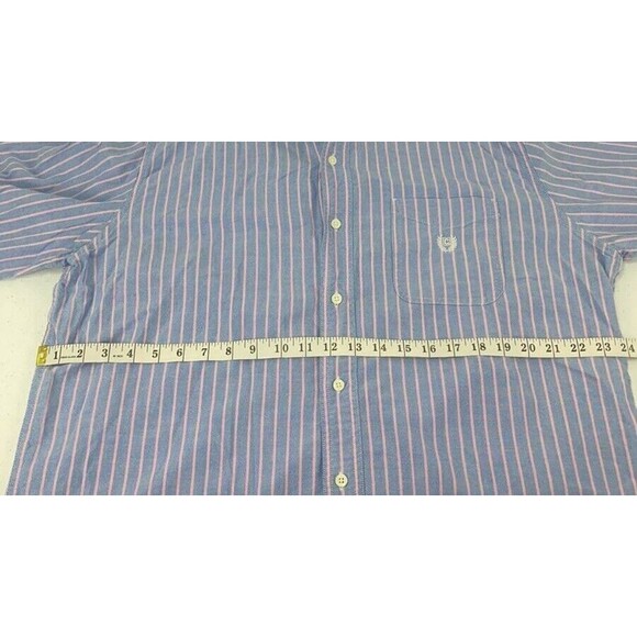 Chaps Blue Pink  Stripe Long Sleeve Button-Up Cotton Shirt Men's Size Large - Picture 6 of 8